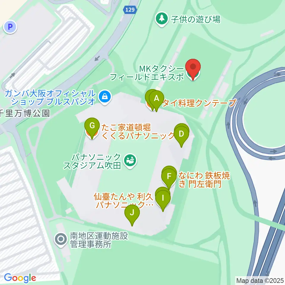 MKタクシーフィールドエキスポ周辺のファミレス・ファーストフード一覧地図