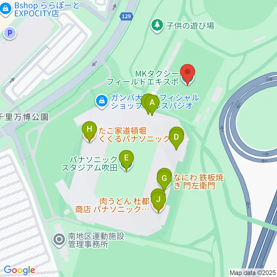 MKタクシーフィールドエキスポ周辺のファミレス・ファーストフード一覧地図