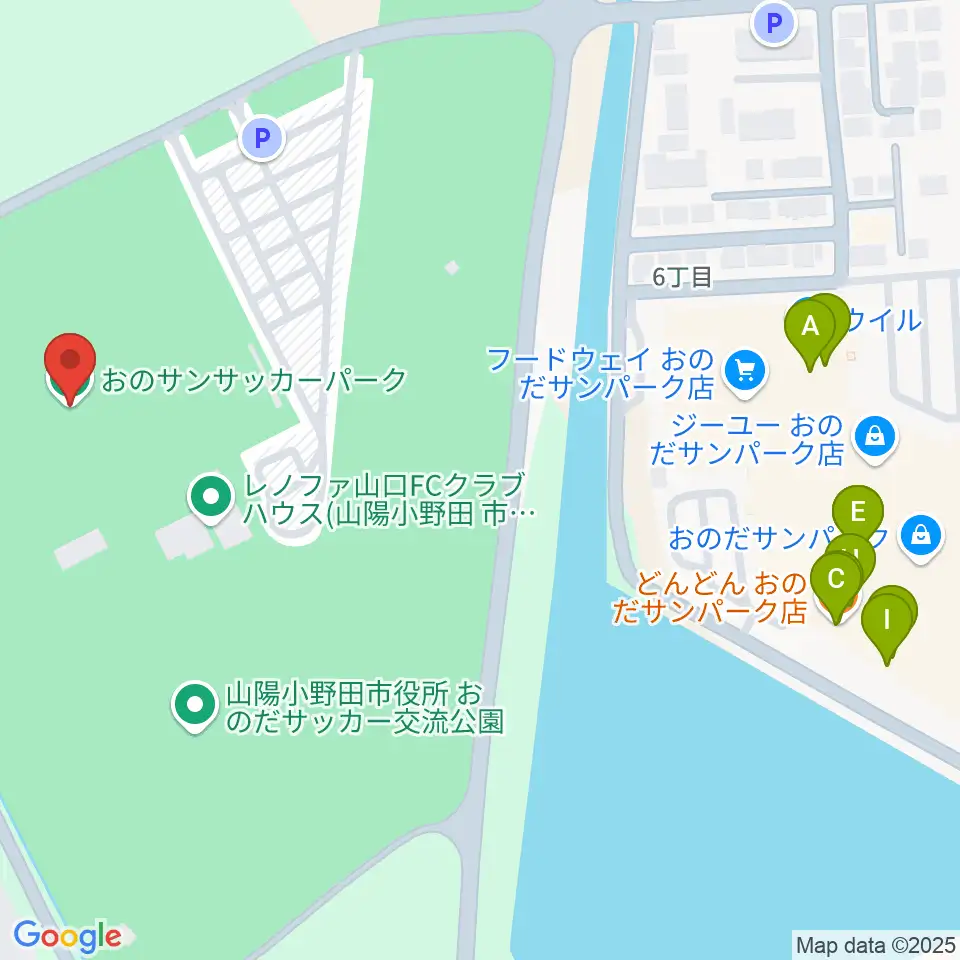 おのサンサッカーパーク周辺のファミレス・ファーストフード一覧地図