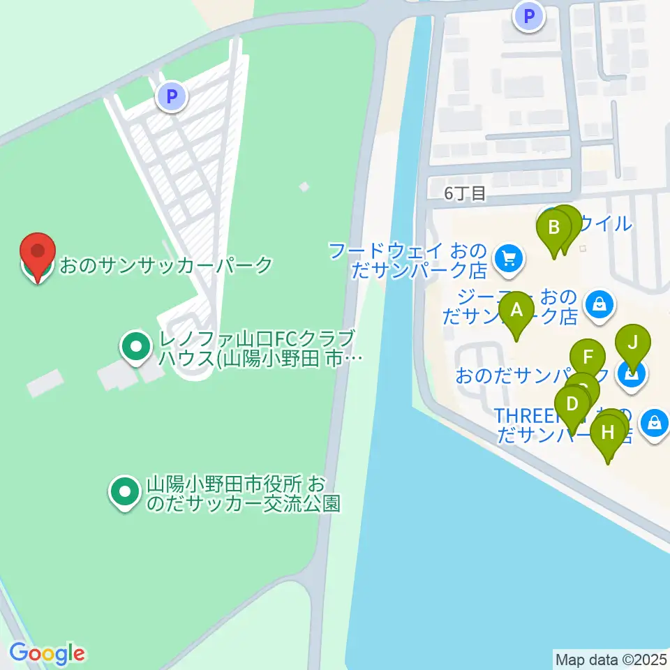 おのサンサッカーパーク周辺のファミレス・ファーストフード一覧地図