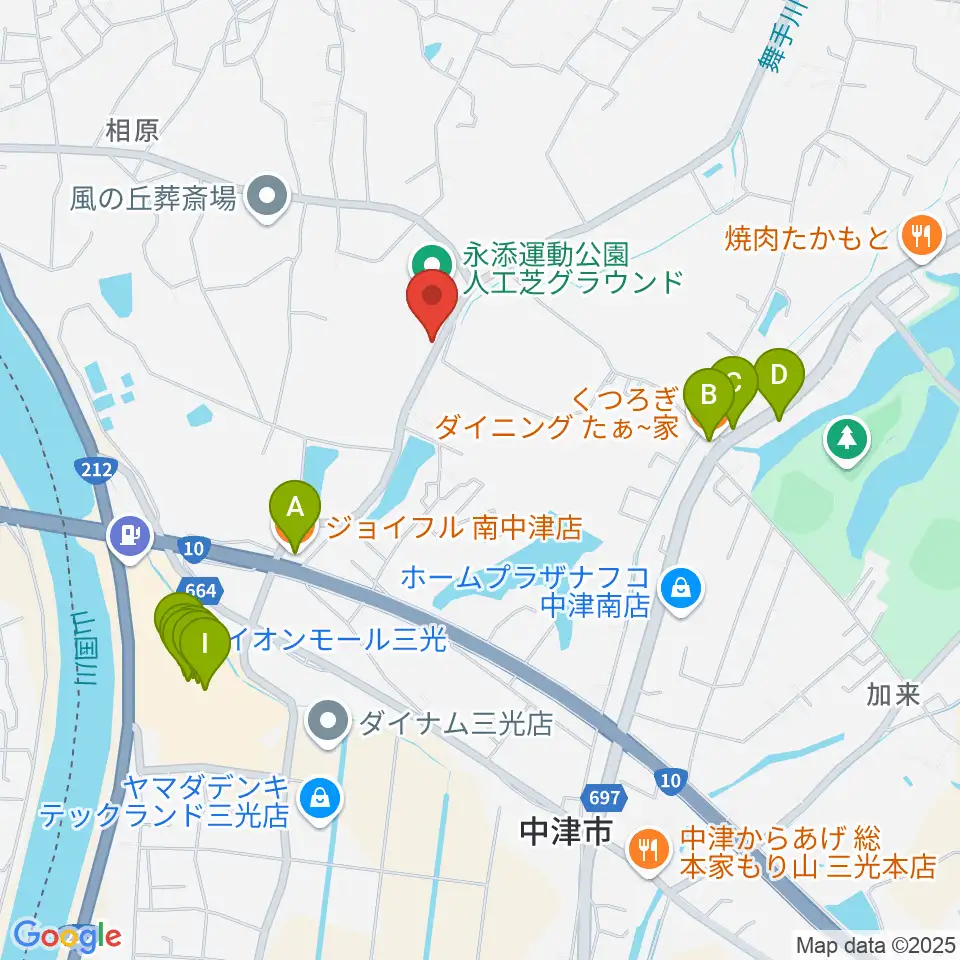 ディーアクトスポーツパーク永添周辺のファミレス・ファーストフード一覧地図
