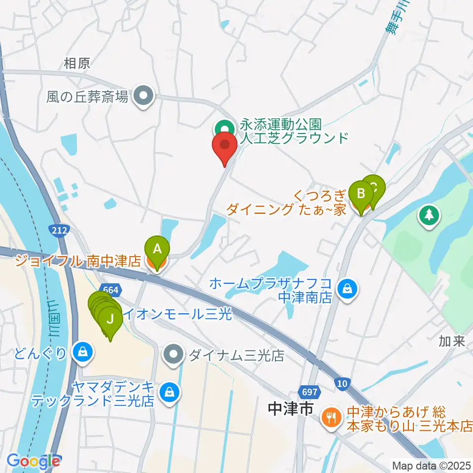 ディーアクトスポーツパーク永添周辺のファミレス・ファーストフード一覧地図