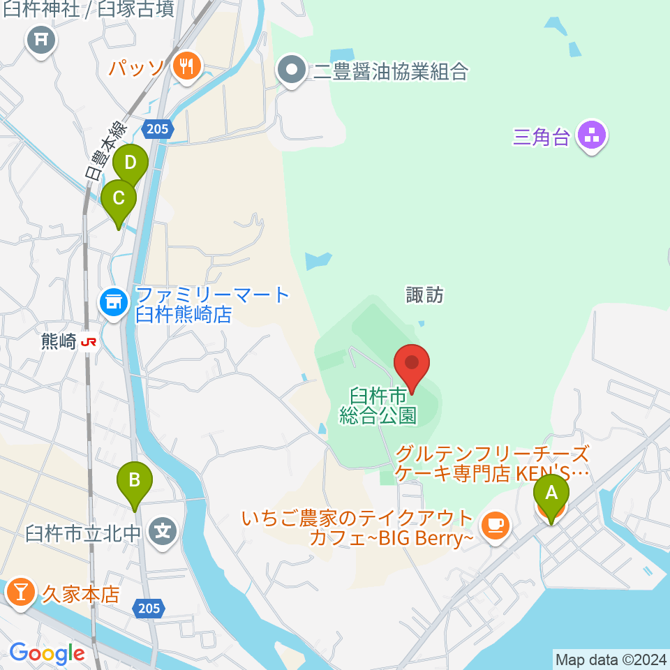 フジジンの杜スタジアム周辺のファミレス・ファーストフード一覧地図