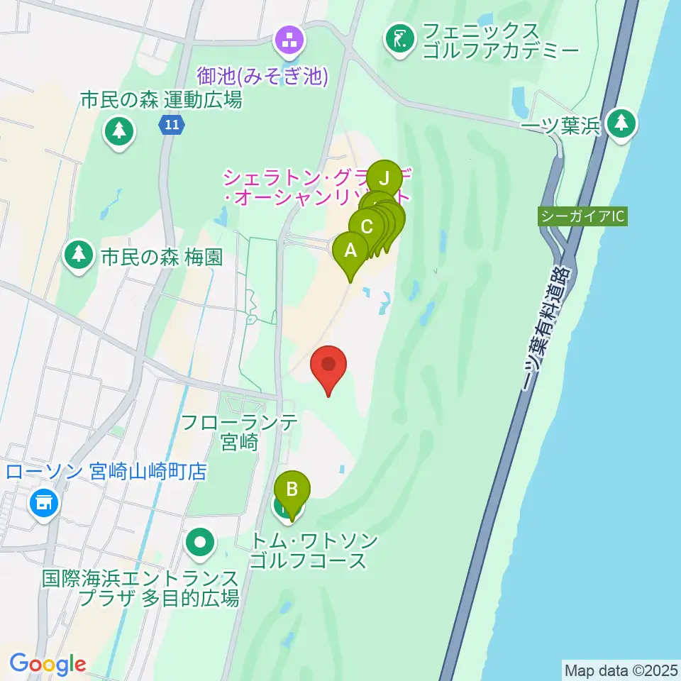 アミノバイタルトレーニングセンター宮崎周辺のファミレス・ファーストフード一覧地図