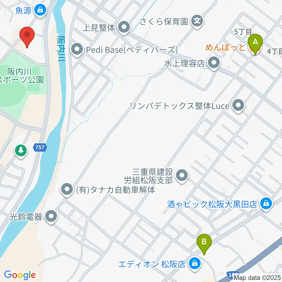松阪牛の里オーシャンファーム武道館周辺のファミレス・ファーストフード一覧地図