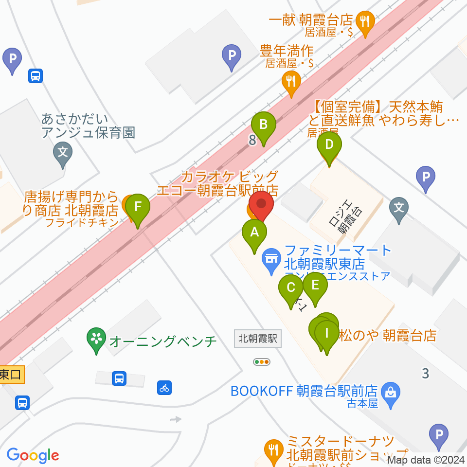 サウンドスタジオ アベル周辺のファミレス・ファーストフード一覧地図