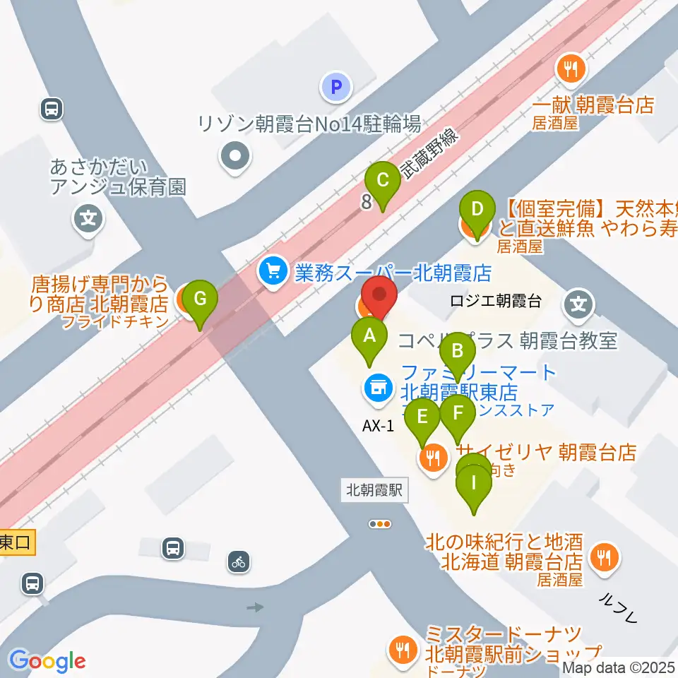 サウンドスタジオ アベル周辺のファミレス・ファーストフード一覧地図