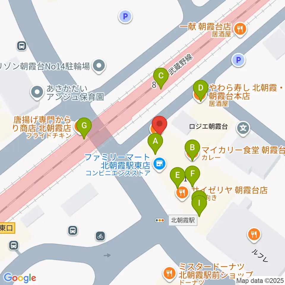 サウンドスタジオ アベル周辺のファミレス・ファーストフード一覧地図