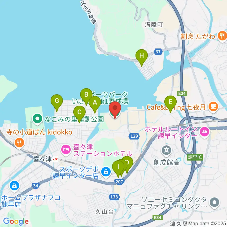 たちばなしんきんフィールド・オブ・ドリームス周辺のファミレス・ファーストフード一覧地図