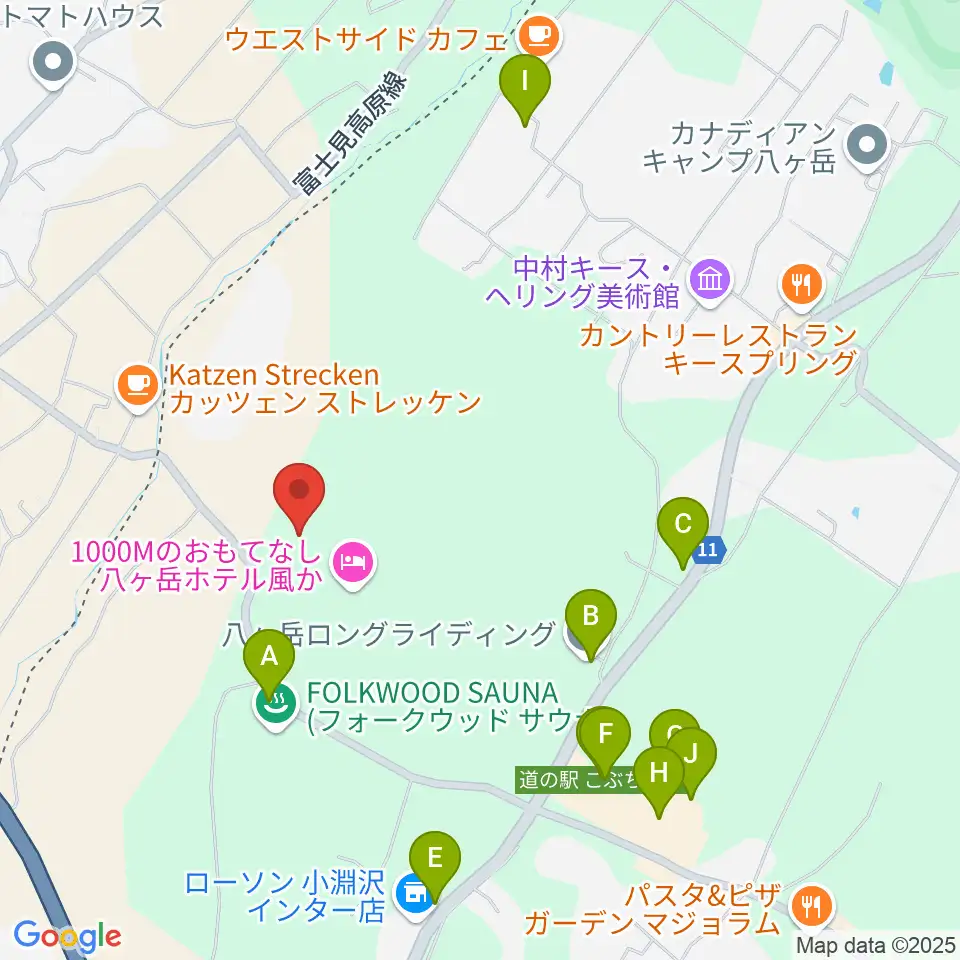 FOLKWOOD SKATE PARK 八ヶ岳周辺のファミレス・ファーストフード一覧地図