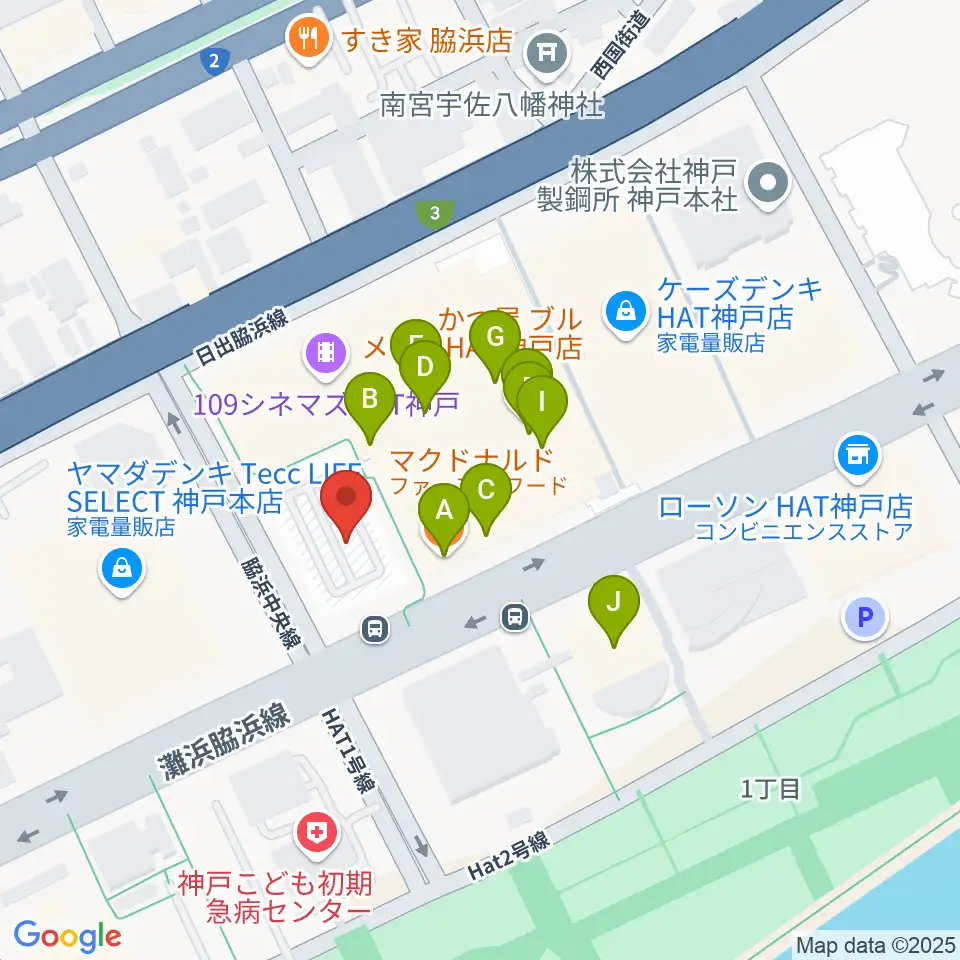 Sysmex Kobe Ice Campus周辺のファミレス・ファーストフード一覧地図