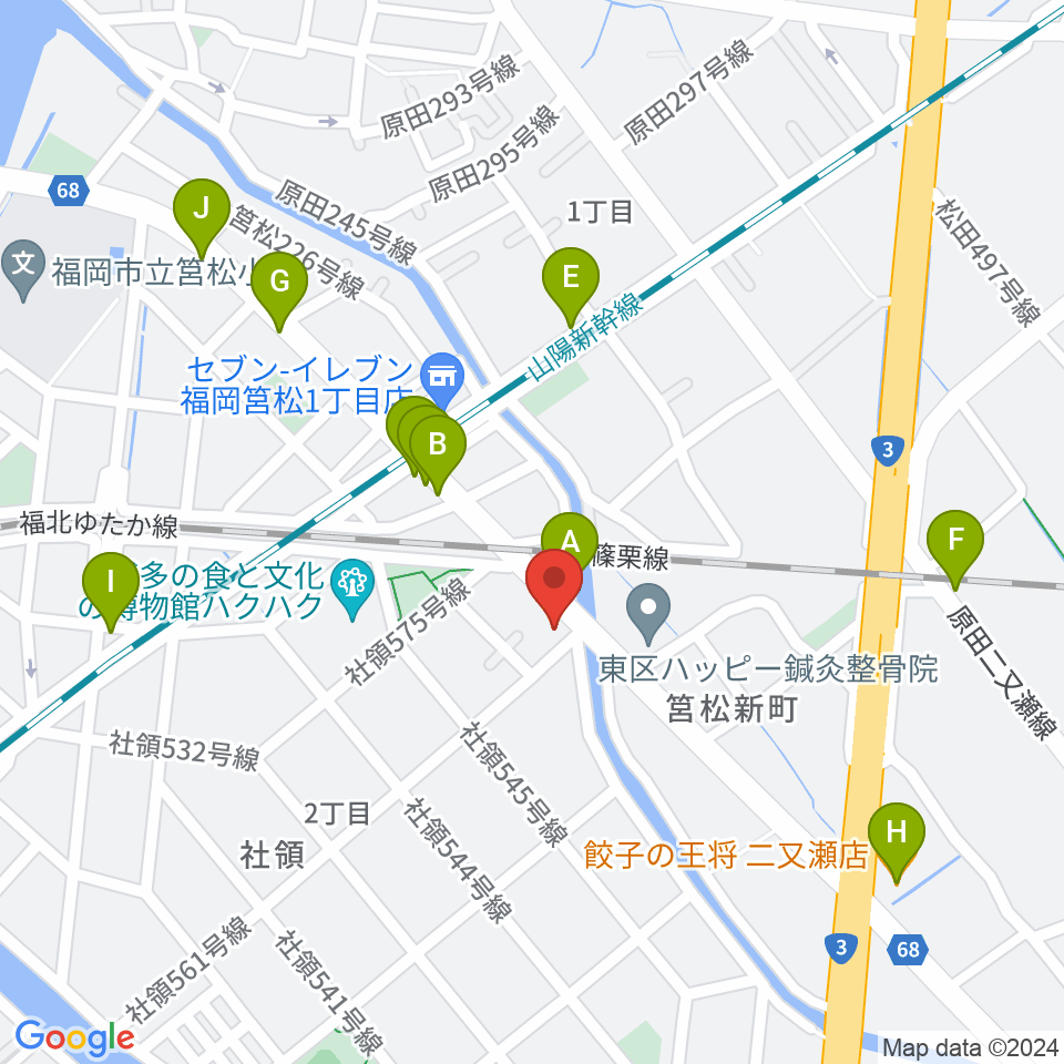 アイミュージックスタジオ周辺のファミレス・ファーストフード一覧地図