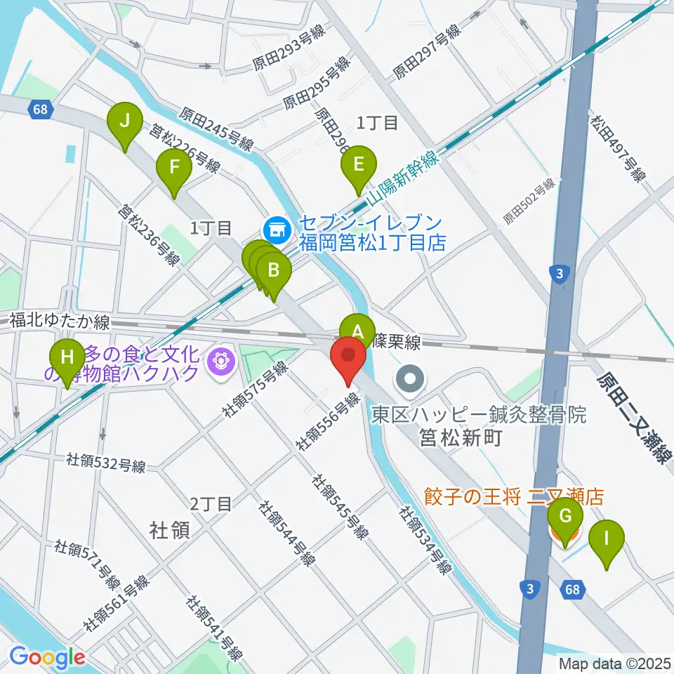アイミュージックスタジオ周辺のファミレス・ファーストフード一覧地図
