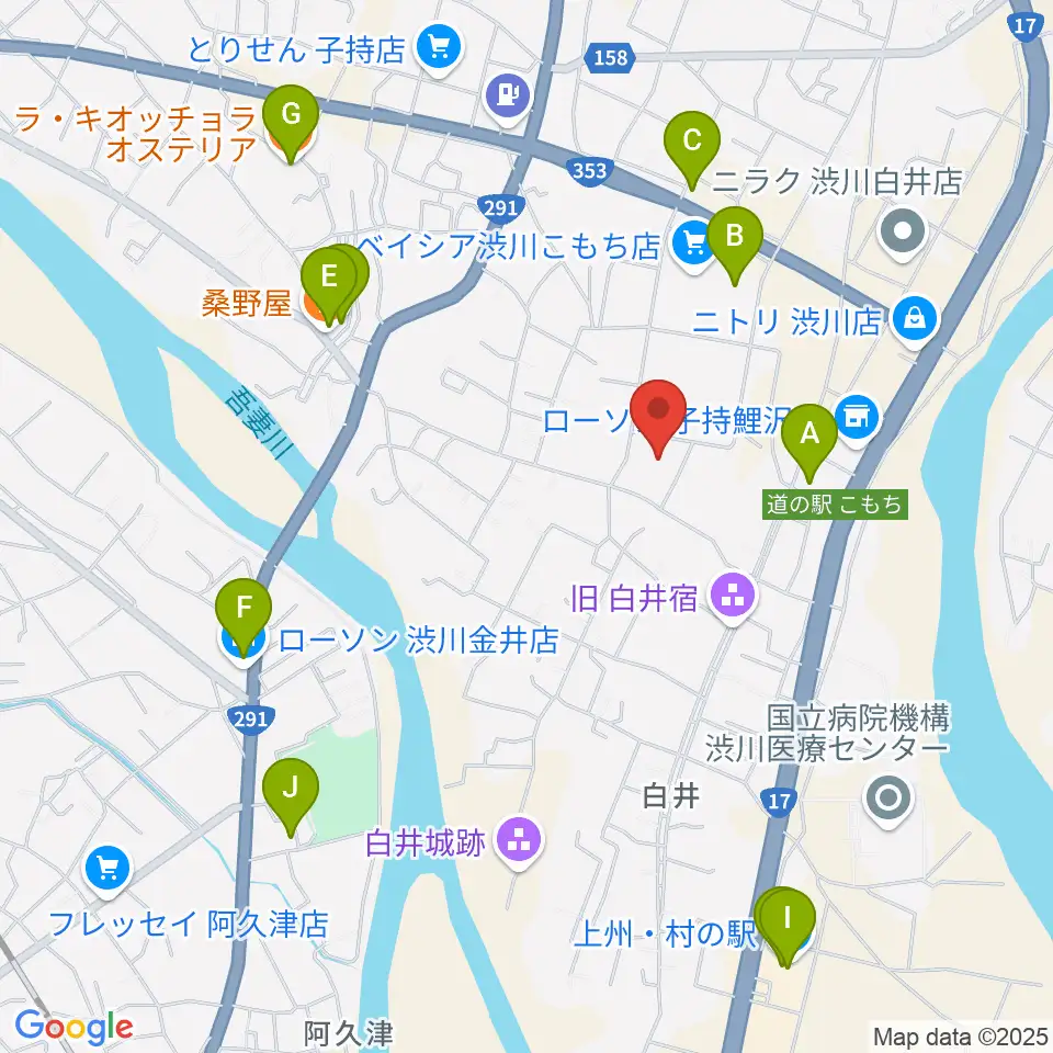 JESCOアリーナ渋川周辺のファミレス・ファーストフード一覧地図