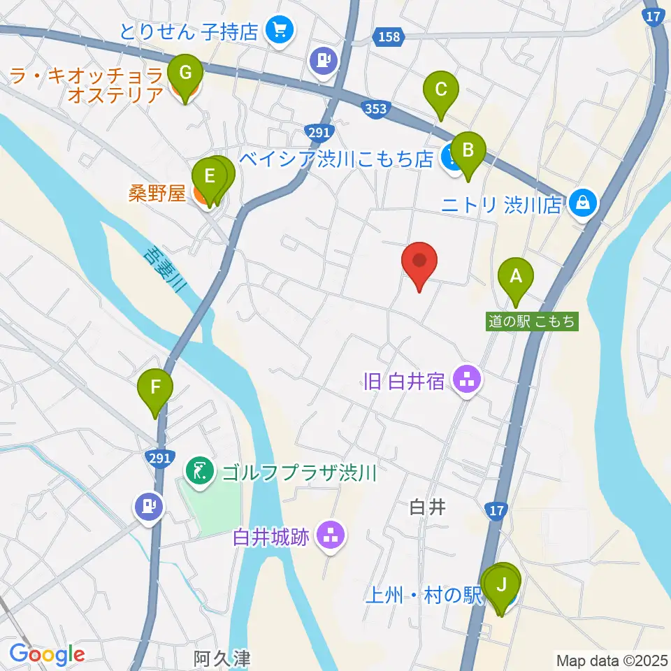 JESCOアリーナ渋川周辺のファミレス・ファーストフード一覧地図