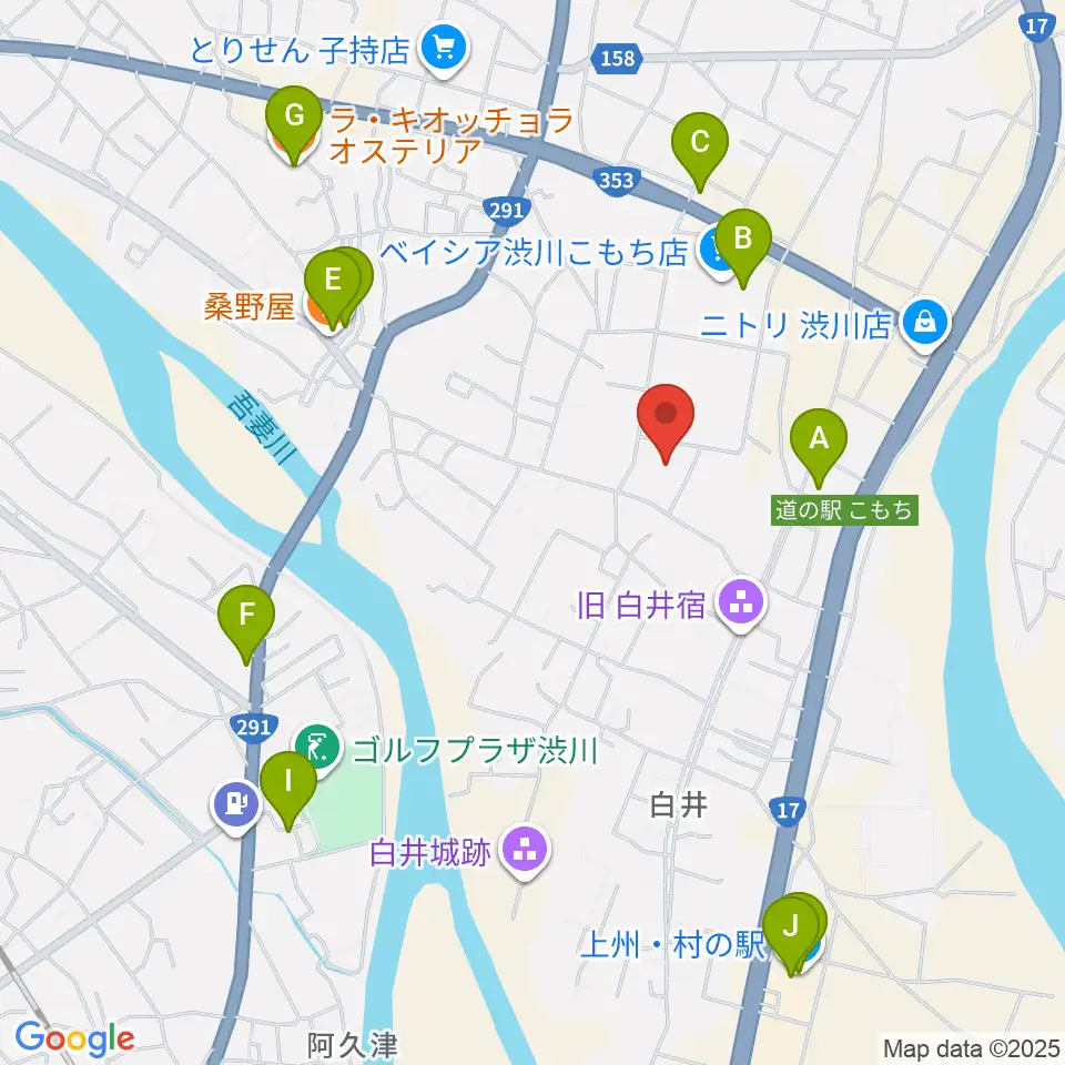 JESCOアリーナ渋川周辺のファミレス・ファーストフード一覧地図
