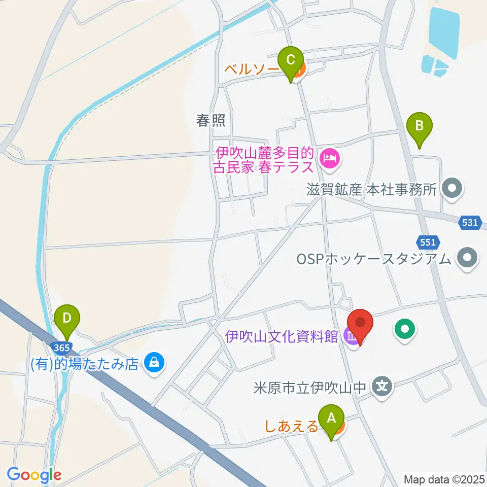 米原市伊吹山文化資料館周辺のファミレス・ファーストフード一覧地図