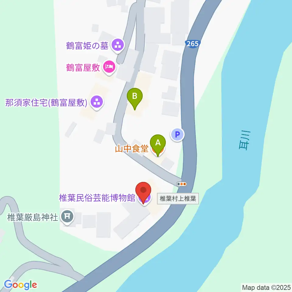 椎葉民俗芸能博物館周辺のファミレス・ファーストフード一覧地図