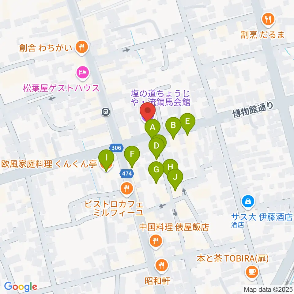 塩の道ちょうじや周辺のファミレス・ファーストフード一覧地図