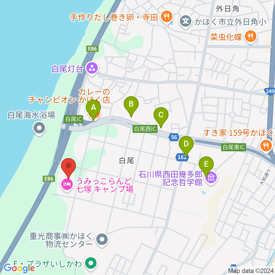 海と渚の博物館周辺のファミレス・ファーストフード一覧地図