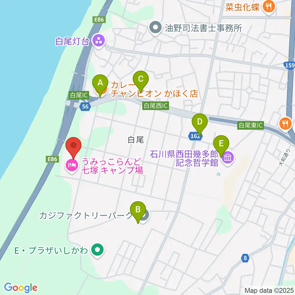 海と渚の博物館周辺のファミレス・ファーストフード一覧地図
