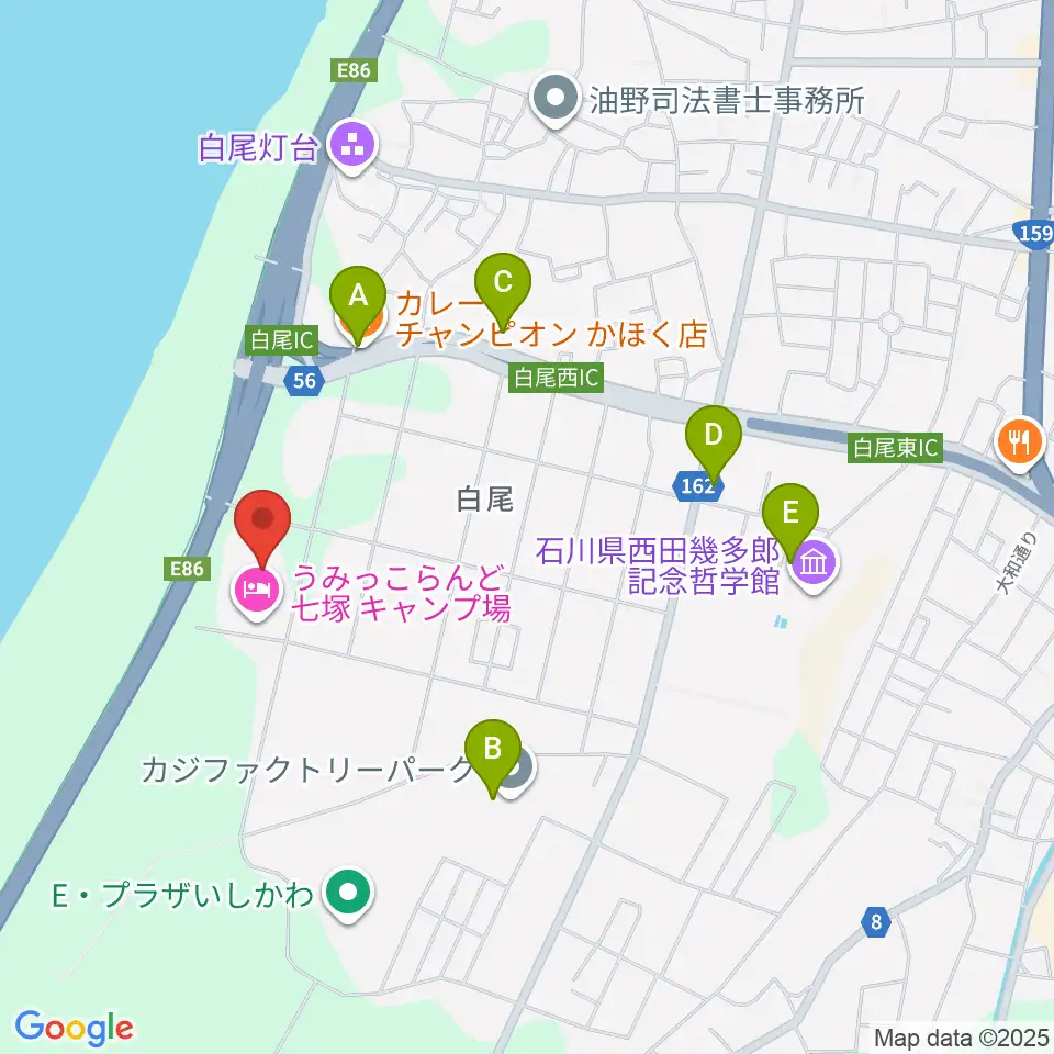 海と渚の博物館周辺のファミレス・ファーストフード一覧地図