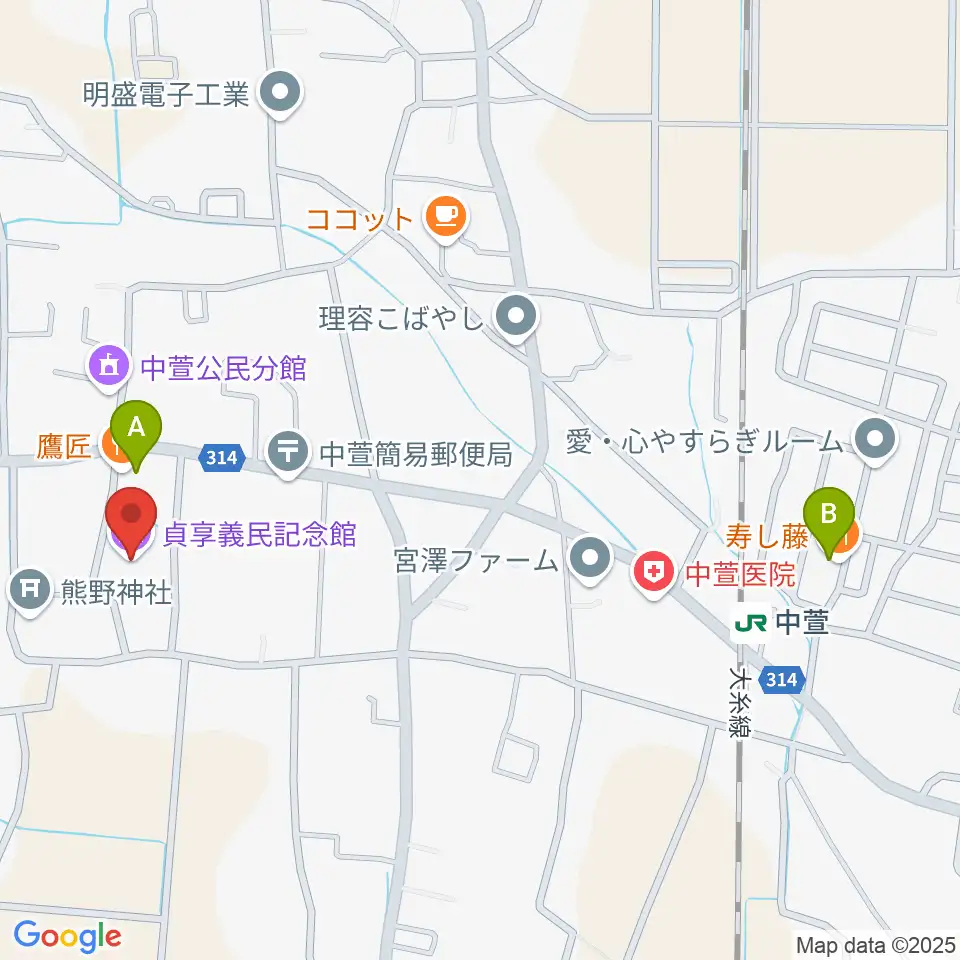 貞享義民記念館周辺のファミレス・ファーストフード一覧地図