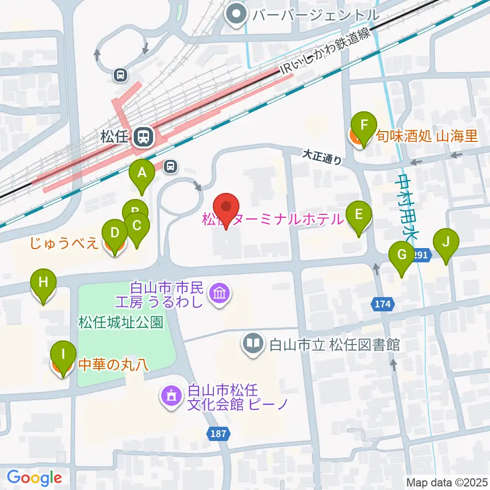 千代女の里俳句館周辺のファミレス・ファーストフード一覧地図