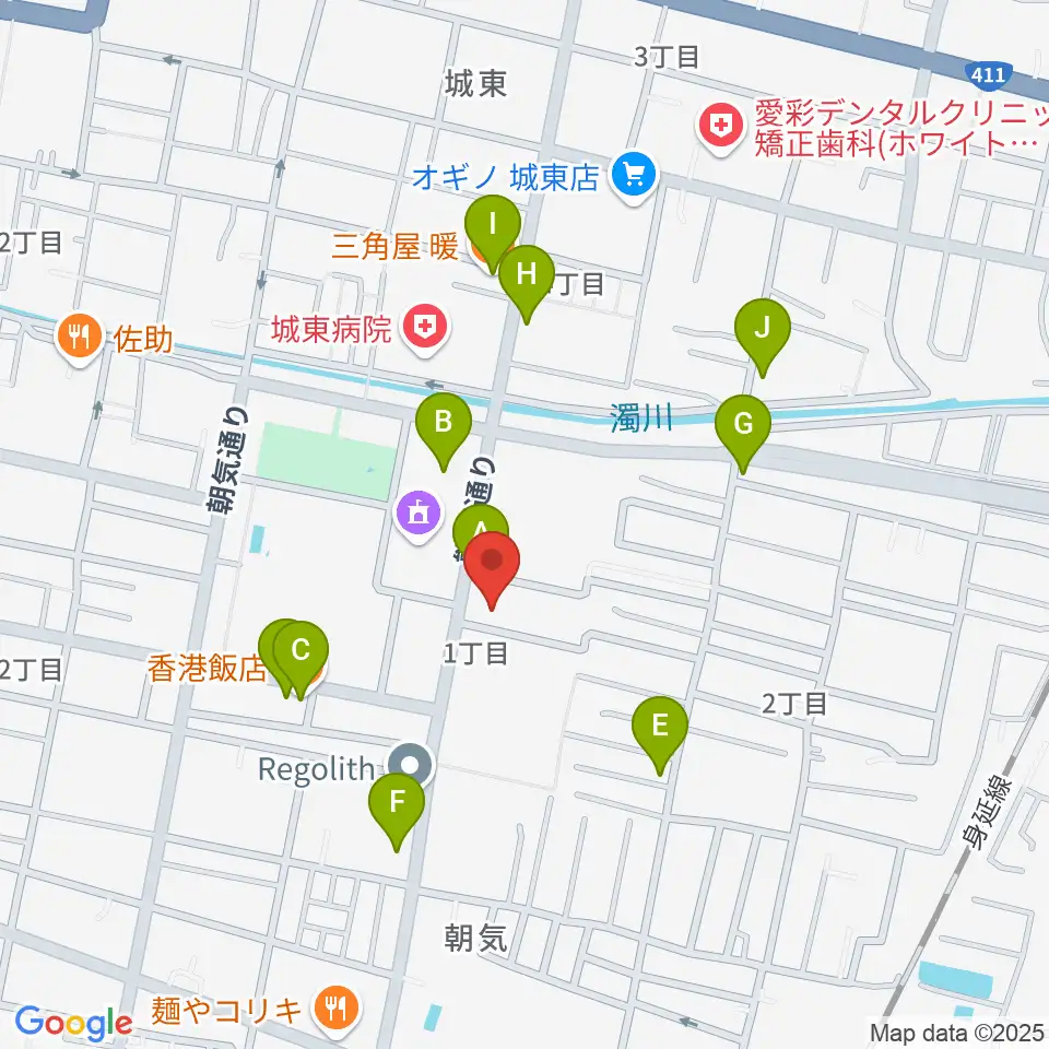 山梨平和ミュージアム 石橋湛山記念館周辺のファミレス・ファーストフード一覧地図