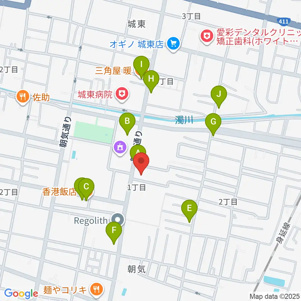 山梨平和ミュージアム 石橋湛山記念館周辺のファミレス・ファーストフード一覧地図