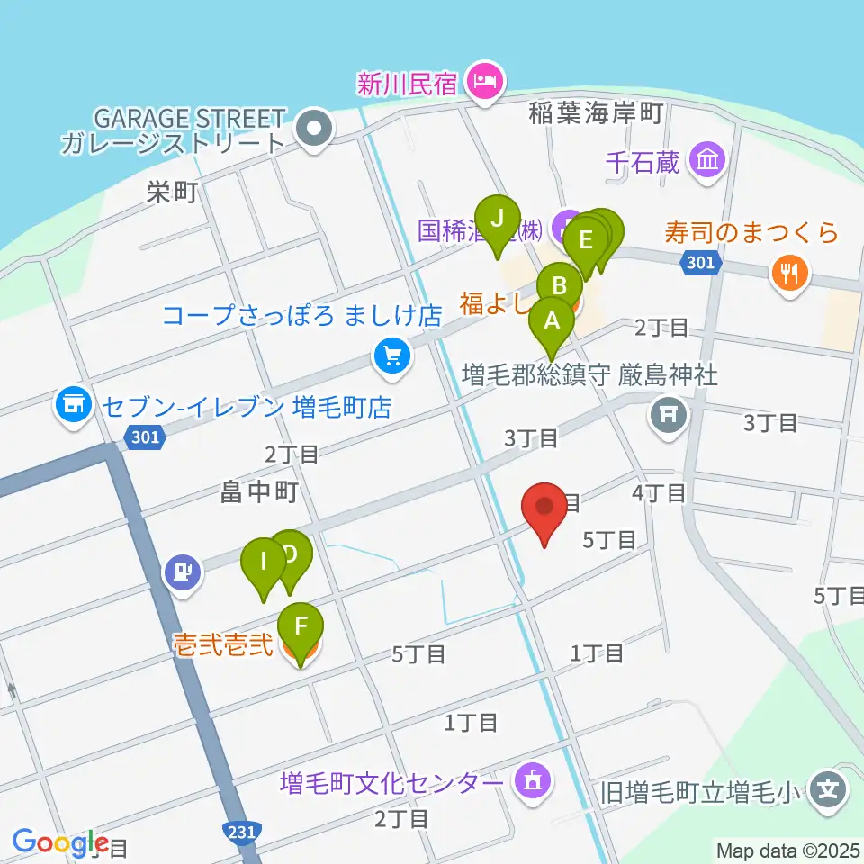 増毛町総合交流促進施設 元陣屋周辺のファミレス・ファーストフード一覧地図