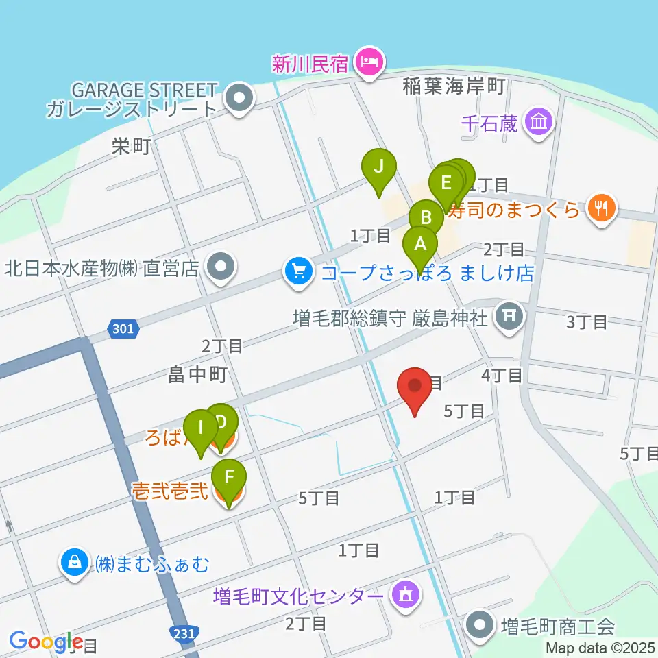 増毛町総合交流促進施設 元陣屋周辺のファミレス・ファーストフード一覧地図