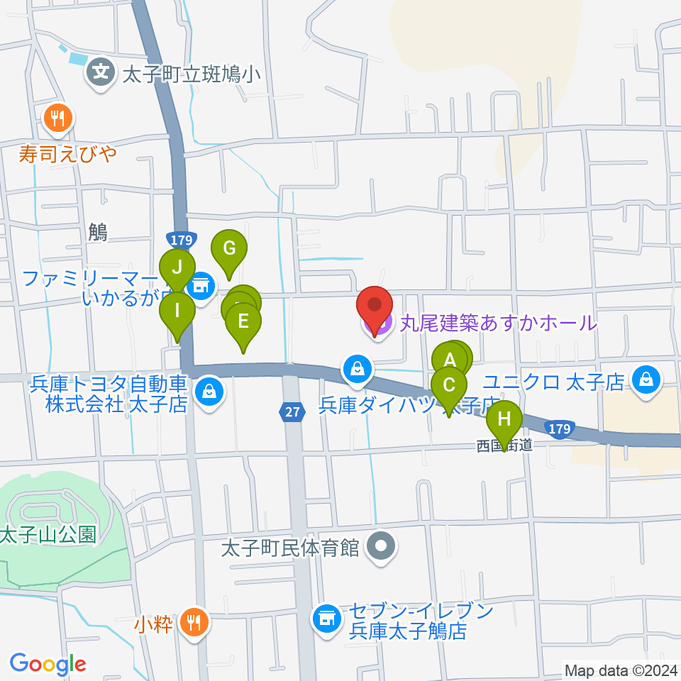 太子町立歴史資料館周辺のファミレス・ファーストフード一覧地図