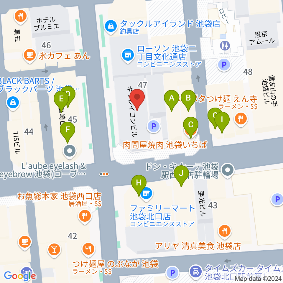 Vivo Sound Studio周辺のファミレス・ファーストフード一覧地図