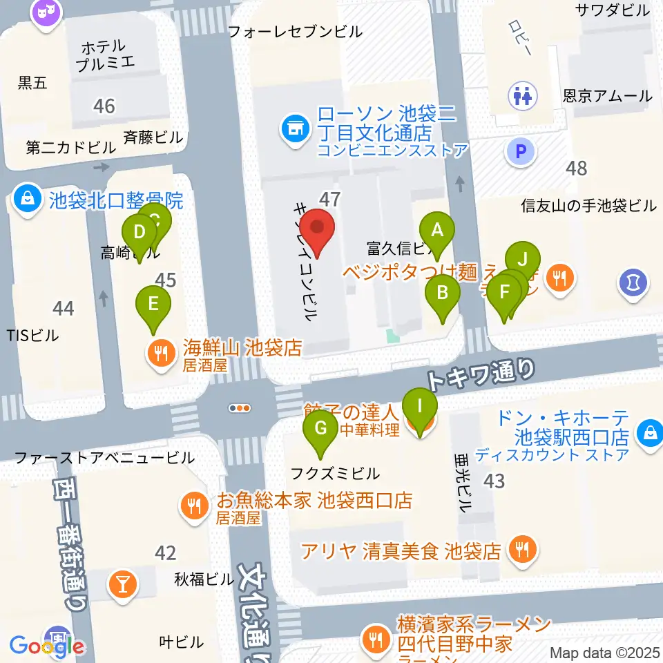 Vivo Sound Studio周辺のファミレス・ファーストフード一覧地図