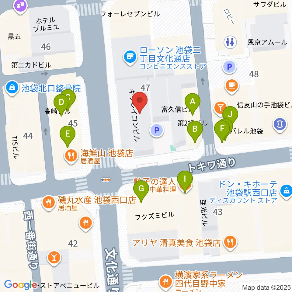 Vivo Sound Studio周辺のファミレス・ファーストフード一覧地図