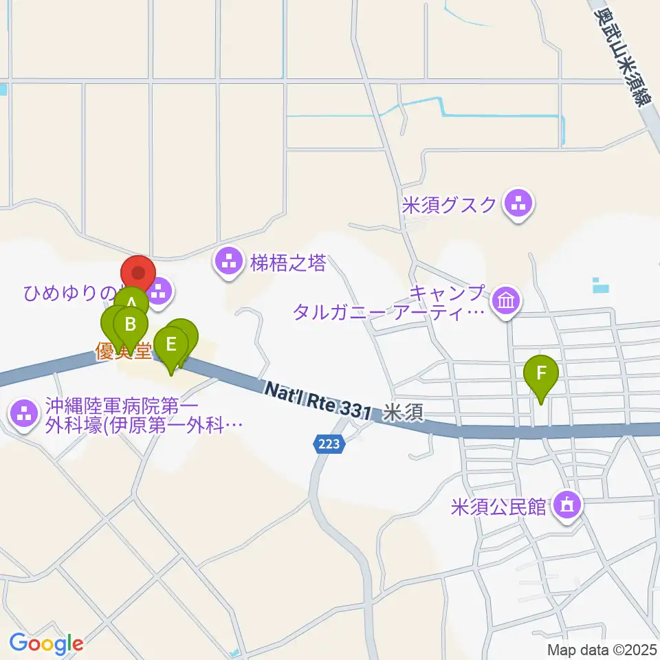 ひめゆり平和祈念資料館周辺のファミレス・ファーストフード一覧地図