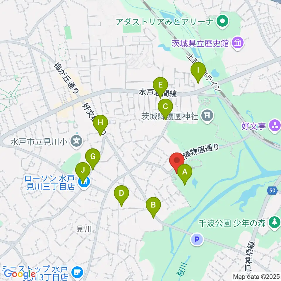 徳川ミュージアム周辺のファミレス・ファーストフード一覧地図