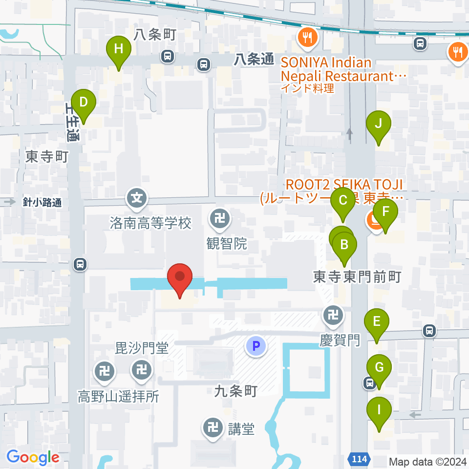 東寺宝物館周辺のファミレス・ファーストフード一覧地図