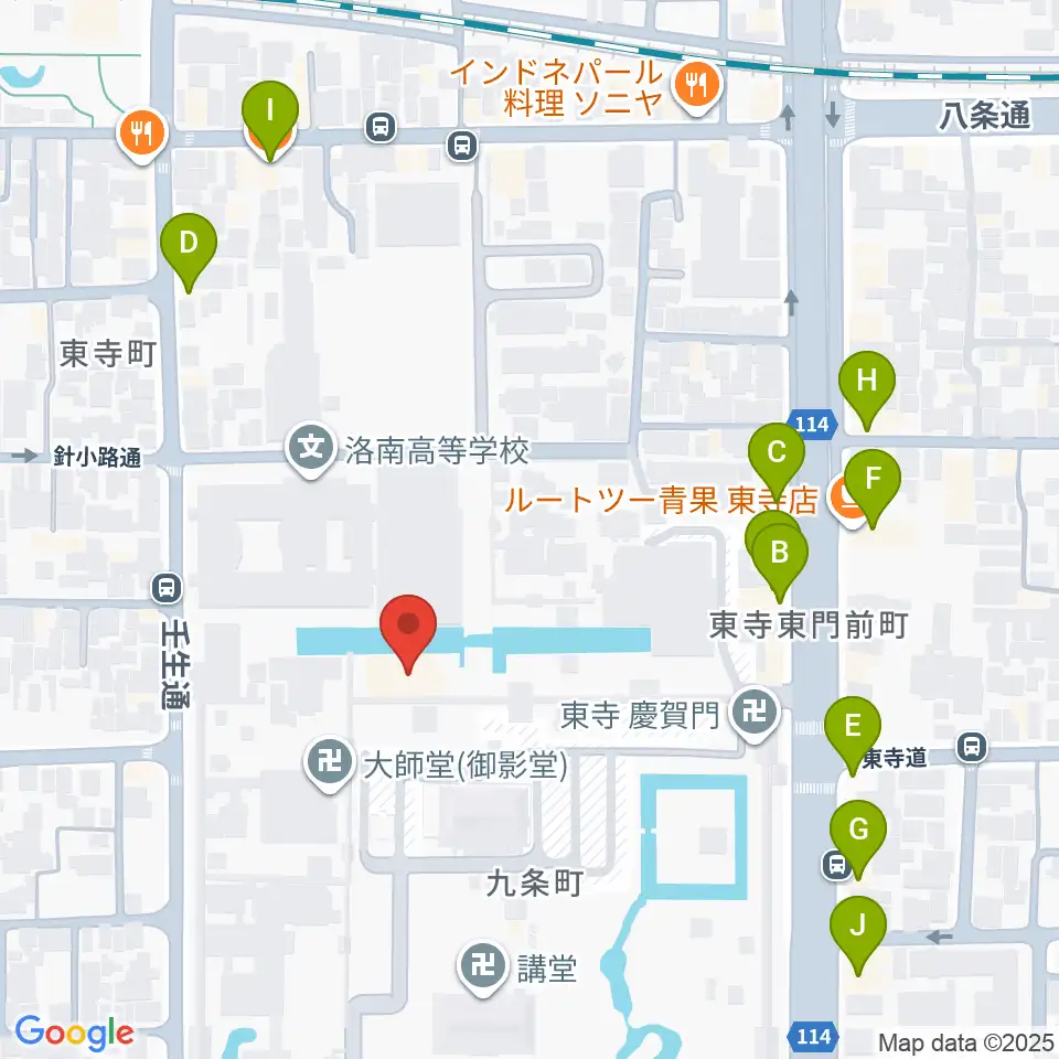 東寺宝物館周辺のファミレス・ファーストフード一覧地図