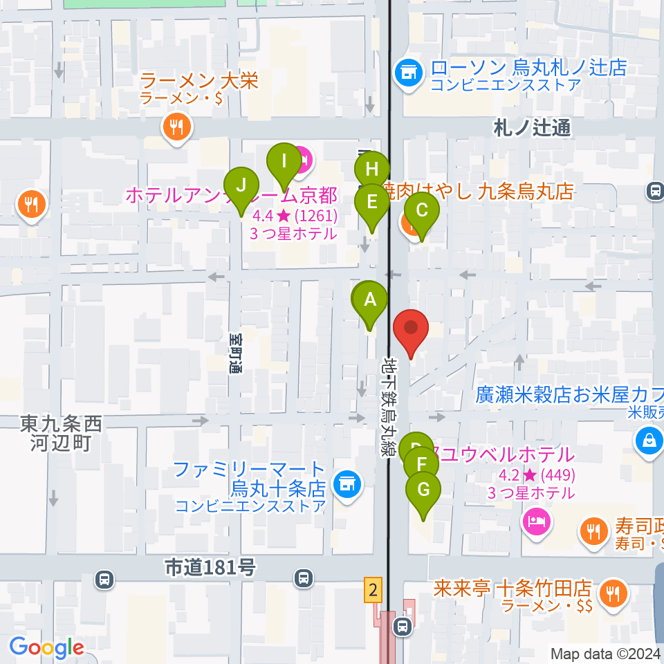 マザーシップスタジオ周辺のファミレス・ファーストフード一覧地図