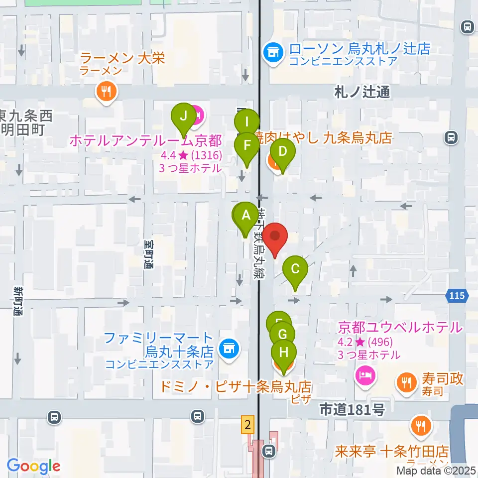 マザーシップスタジオ周辺のファミレス・ファーストフード一覧地図