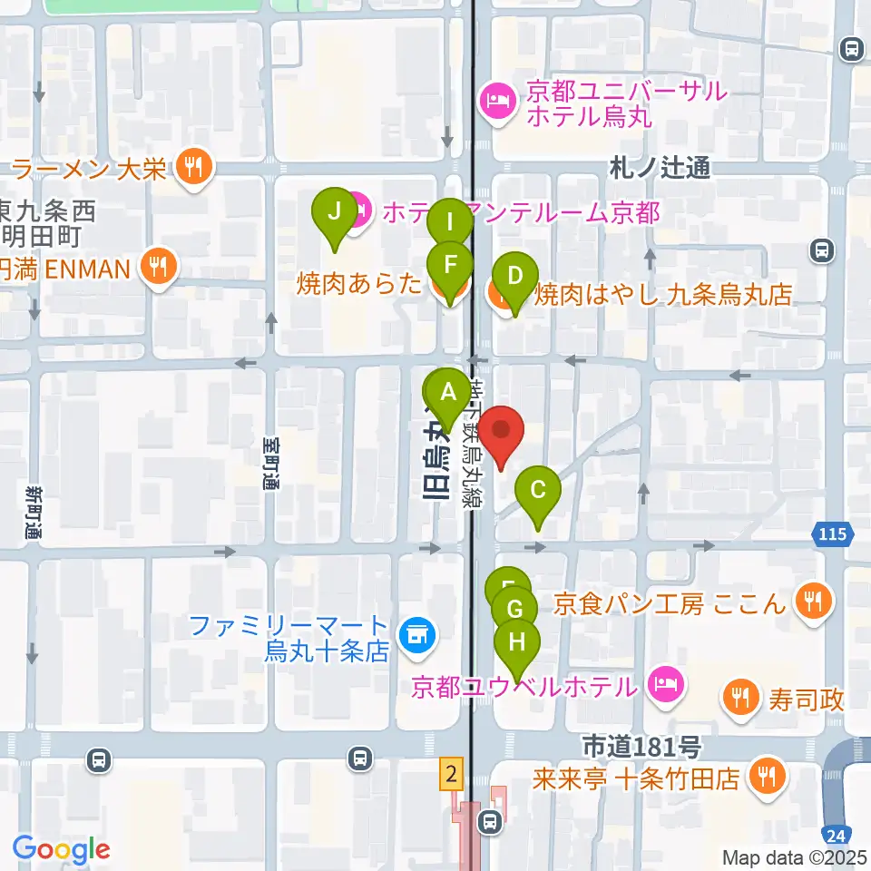 マザーシップスタジオ周辺のファミレス・ファーストフード一覧地図