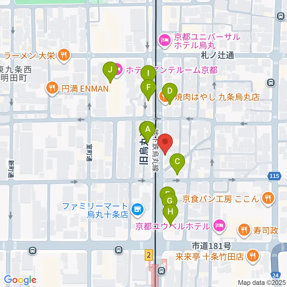 マザーシップスタジオ周辺のファミレス・ファーストフード一覧地図