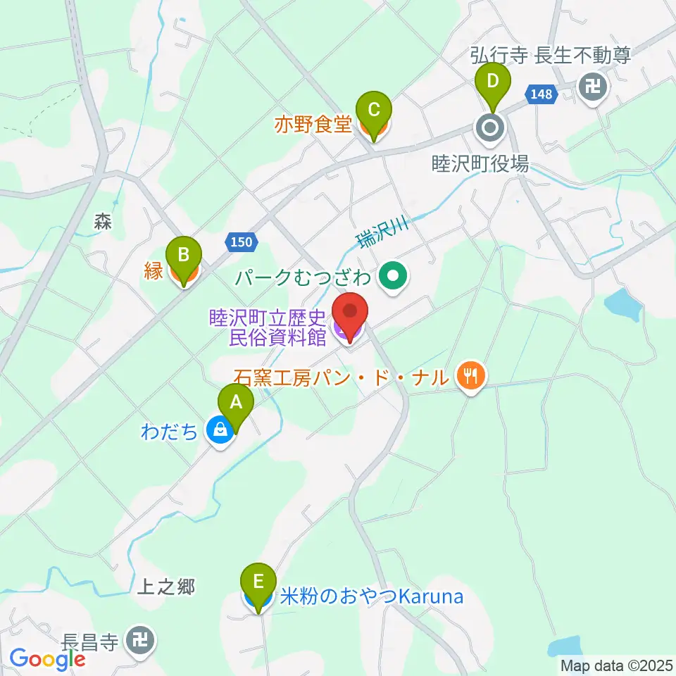 睦沢町立歴史民俗資料館周辺のファミレス・ファーストフード一覧地図