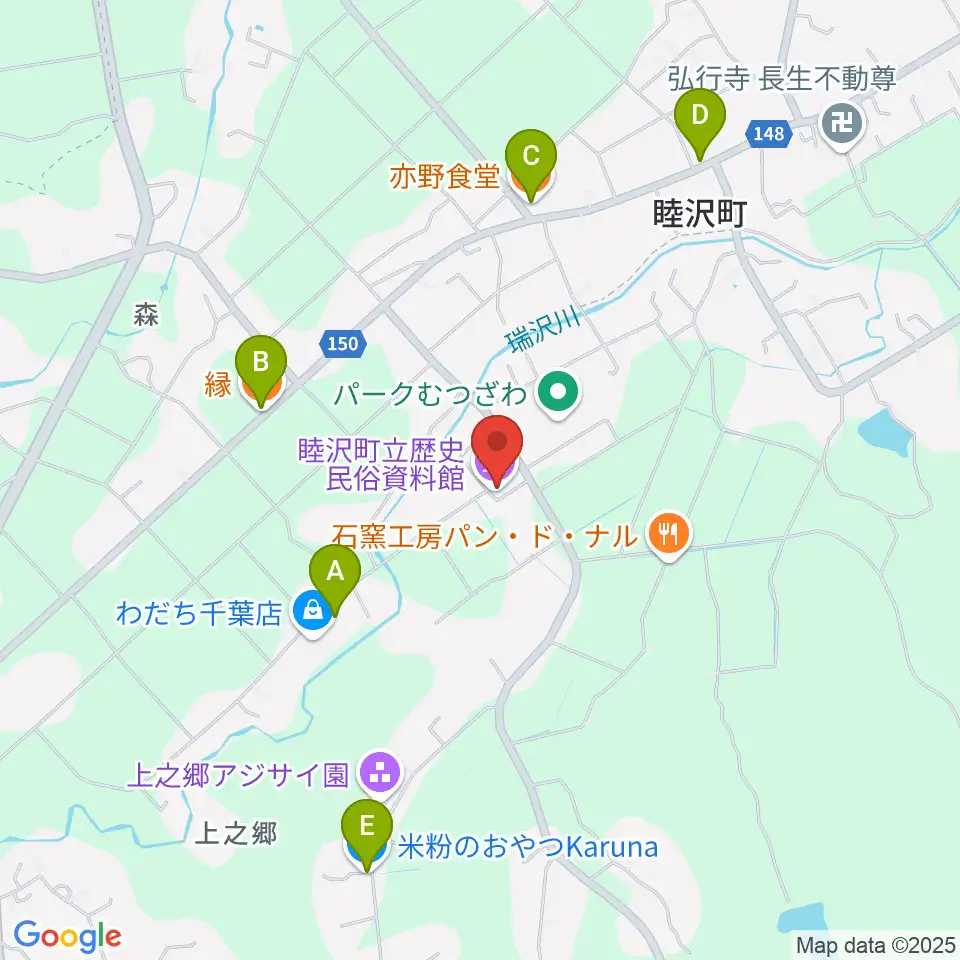 睦沢町立歴史民俗資料館周辺のファミレス・ファーストフード一覧地図