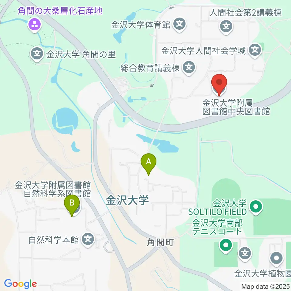 金沢大学資料館周辺のファミレス・ファーストフード一覧地図