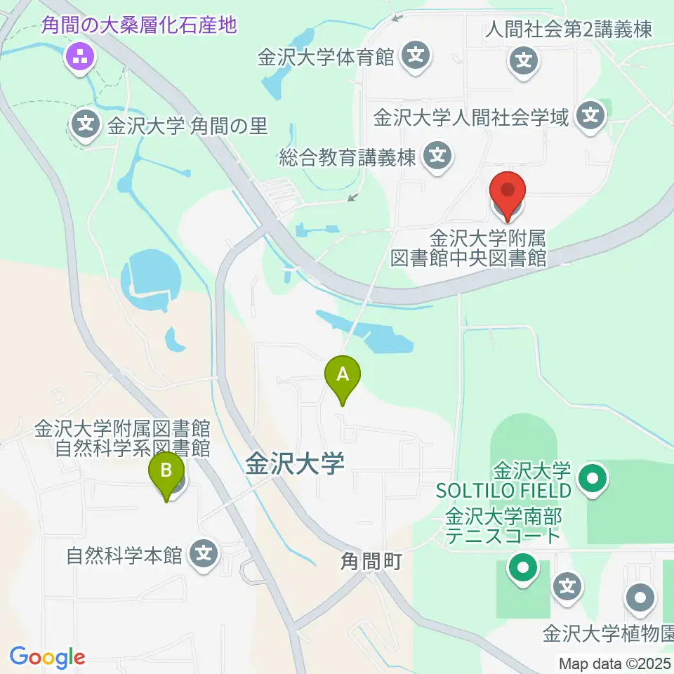 金沢大学資料館周辺のファミレス・ファーストフード一覧地図