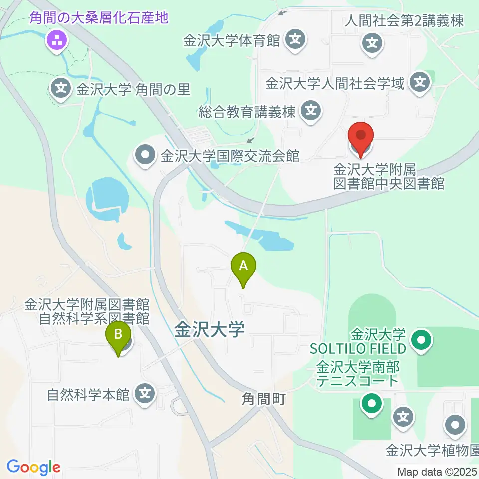 金沢大学資料館周辺のファミレス・ファーストフード一覧地図