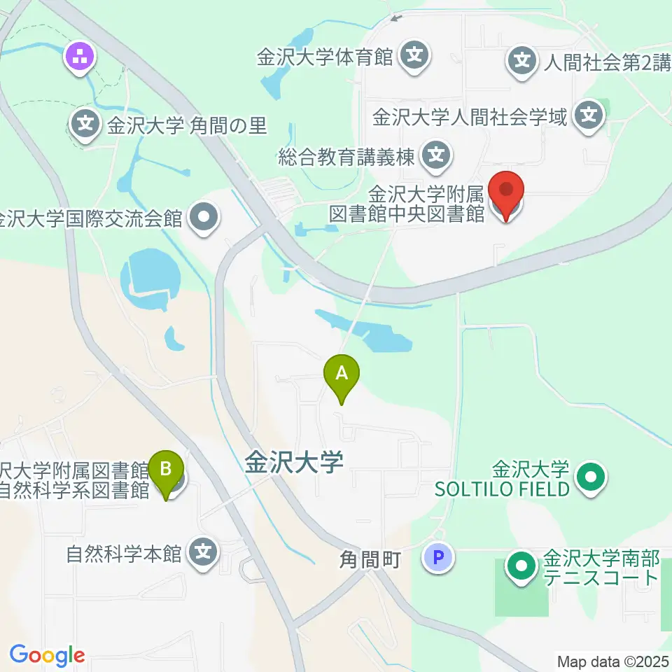 金沢大学資料館周辺のファミレス・ファーストフード一覧地図